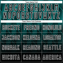 Load image into Gallery viewer, Custom Black Teal-White Spiked Sharp Lines Gradient Sublimation Soccer Uniform Jersey