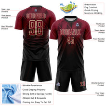 Laden Sie das Bild in den Galerie-Viewer, Custom Black Crimson-Cream Spiked Sharp Lines Gradient Sublimation Soccer Uniform Jersey