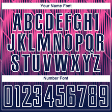 Load image into Gallery viewer, Custom Navy Pink-White Spiked Sharp Lines Gradient Sublimation Soccer Uniform Jersey