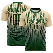 Laden Sie das Bild in den Galerie-Viewer, Custom Green-Cream Spiked Sharp Lines Gradient Sublimation Soccer Uniform Jersey