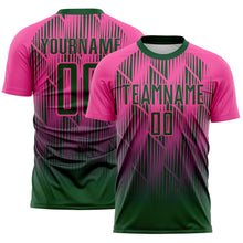 Laden Sie das Bild in den Galerie-Viewer, Custom Green-Pink Spiked Sharp Lines Gradient Sublimation Soccer Uniform Jersey