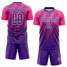 Load image into Gallery viewer, Custom Purple Pink-White Spiked Sharp Lines Gradient Sublimation Soccer Uniform Jersey