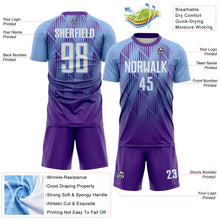 Load image into Gallery viewer, Custom Purple White-Light Blue Spiked Sharp Lines Gradient Sublimation Soccer Uniform Jersey