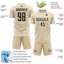 Laden Sie das Bild in den Galerie-Viewer, Custom City Cream Black-Cream Geometric Patchwork Asymmetry Checkered Zigzag Lines Sublimation Soccer Uniform Jersey