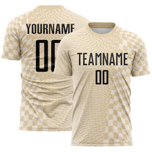 Laden Sie das Bild in den Galerie-Viewer, Custom City Cream Black-Cream Geometric Patchwork Asymmetry Checkered Zigzag Lines Sublimation Soccer Uniform Jersey