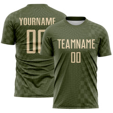 Загрузить изображение в средство просмотра галереи, Custom Olive-City Cream Geometric Patchwork Asymmetry Checkered Zigzag Lines Sublimation Soccer Uniform Jersey