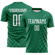 Load image into Gallery viewer, Custom Kelly Green-White Geometric Patchwork Asymmetry Checkered Zigzag Lines Sublimation Soccer Uniform Jersey