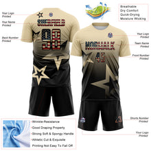 Load image into Gallery viewer, Custom Cream Vintage USA Flag-Black Gradient Style Twinkle Star Sublimation Soccer Uniform Jersey