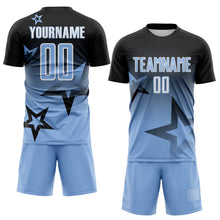 Load image into Gallery viewer, Custom Black Light Blue-White Gradient Style Twinkle Star Sublimation Soccer Uniform Jersey