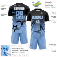 Load image into Gallery viewer, Custom Black Light Blue-White Gradient Style Twinkle Star Sublimation Soccer Uniform Jersey