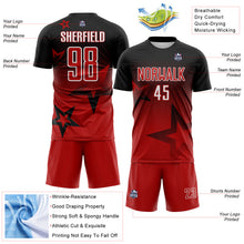 Laden Sie das Bild in den Galerie-Viewer, Custom Black Red-White Gradient Style Twinkle Star Sublimation Soccer Uniform Jersey