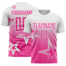 Загрузить изображение в средство просмотра галереи, Custom White-Pink Gradient Style Twinkle Star Sublimation Soccer Uniform Jersey