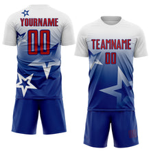 Load image into Gallery viewer, Custom White Red-Royal Gradient Style Twinkle Star Sublimation Soccer Uniform Jersey
