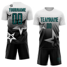 Load image into Gallery viewer, Custom White Teal-Black Gradient Style Twinkle Star Sublimation Soccer Uniform Jersey