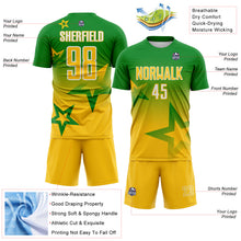 Load image into Gallery viewer, Custom Grass Green Yellow-White Gradient Style Twinkle Star Sublimation Soccer Uniform Jersey