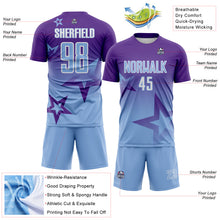 Charger l'image dans la galerie, Custom Purple Light Blue-White Gradient Style Twinkle Star Sublimation Soccer Uniform Jersey