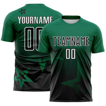 Laden Sie das Bild in den Galerie-Viewer, Custom Kelly Green Black-White Gradient Style Twinkle Star Sublimation Soccer Uniform Jersey