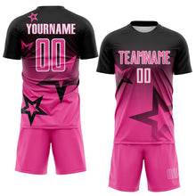 Загрузить изображение в средство просмотра галереи, Custom Black Pink-White Gradient Style Twinkle Star Sublimation Soccer Uniform Jersey