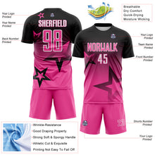 Загрузить изображение в средство просмотра галереи, Custom Black Pink-White Gradient Style Twinkle Star Sublimation Soccer Uniform Jersey