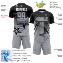 Laden Sie das Bild in den Galerie-Viewer, Custom Black Gray-White Gradient Style Twinkle Star Sublimation Soccer Uniform Jersey