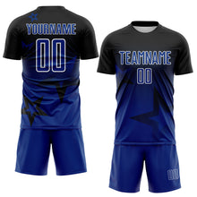 Загрузить изображение в средство просмотра галереи, Custom Black Royal-White Gradient Style Twinkle Star Sublimation Soccer Uniform Jersey