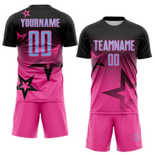 Load image into Gallery viewer, Custom Black Light Blue-Pink Gradient Style Twinkle Star Sublimation Soccer Uniform Jersey