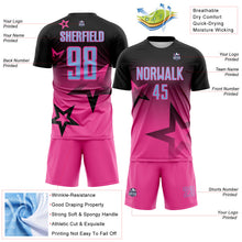 Load image into Gallery viewer, Custom Black Light Blue-Pink Gradient Style Twinkle Star Sublimation Soccer Uniform Jersey