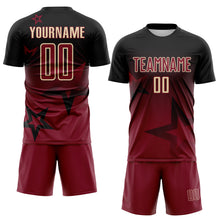 Laden Sie das Bild in den Galerie-Viewer, Custom Black Crimson-Cream Gradient Style Twinkle Star Sublimation Soccer Uniform Jersey