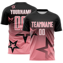Load image into Gallery viewer, Custom Black Medium Pink-White Gradient Style Twinkle Star Sublimation Soccer Uniform Jersey