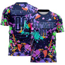 Load image into Gallery viewer, Custom Graffiti Pattern Navy-Light Blue Paint Splatter Sublimation Soccer Uniform Jersey