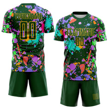 Load image into Gallery viewer, Custom Graffiti Pattern Green-Gold Paint Splatter Sublimation Soccer Uniform Jersey