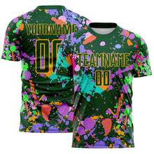 Load image into Gallery viewer, Custom Graffiti Pattern Green-Gold Paint Splatter Sublimation Soccer Uniform Jersey