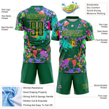 Загрузить изображение в средство просмотра галереи, Custom Graffiti Pattern Kelly Green-Gold Paint Splatter Sublimation Soccer Uniform Jersey