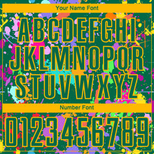 Загрузить изображение в средство просмотра галереи, Custom Graffiti Pattern Kelly Green-Gold Paint Splatter Sublimation Soccer Uniform Jersey