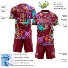 Charger l'image dans la galerie, Custom Graffiti Pattern Crimson-Cream Paint Splatter Sublimation Soccer Uniform Jersey