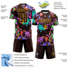 Load image into Gallery viewer, Custom Graffiti Pattern Brown-Gold Paint Splatter Sublimation Soccer Uniform Jersey