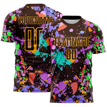 Load image into Gallery viewer, Custom Graffiti Pattern Brown-Gold Paint Splatter Sublimation Soccer Uniform Jersey