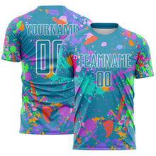 Load image into Gallery viewer, Custom Graffiti Pattern Panther Blue-White Paint Splatter Sublimation Soccer Uniform Jersey