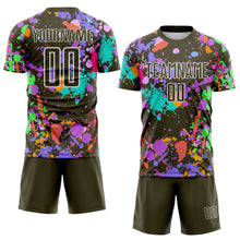 Load image into Gallery viewer, Custom Graffiti Pattern Olive-White Paint Splatter Sublimation Soccer Uniform Jersey