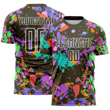Load image into Gallery viewer, Custom Graffiti Pattern Olive-White Paint Splatter Sublimation Soccer Uniform Jersey