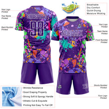 Laden Sie das Bild in den Galerie-Viewer, Custom Graffiti Pattern Purple-White Paint Splatter Sublimation Soccer Uniform Jersey
