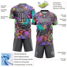 Загрузить изображение в средство просмотра галереи, Custom Graffiti Pattern Steel Gray-White Paint Splatter Sublimation Soccer Uniform Jersey