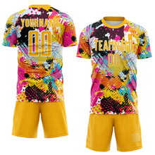 Load image into Gallery viewer, Custom Graffiti Pattern Gold-White Paint Splatter Sublimation Soccer Uniform Jersey