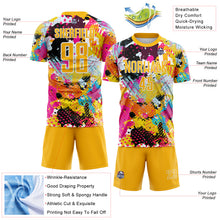 Load image into Gallery viewer, Custom Graffiti Pattern Gold-White Paint Splatter Sublimation Soccer Uniform Jersey