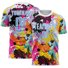 Load image into Gallery viewer, Custom Graffiti Pattern Light Blue-White Paint Splatter Sublimation Soccer Uniform Jersey