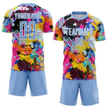 Load image into Gallery viewer, Custom Graffiti Pattern Light Blue-White Paint Splatter Sublimation Soccer Uniform Jersey