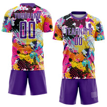 Загрузить изображение в средство просмотра галереи, Custom Graffiti Pattern Purple-White Paint Splatter Sublimation Soccer Uniform Jersey