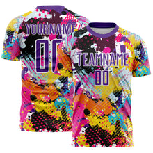Загрузить изображение в средство просмотра галереи, Custom Graffiti Pattern Purple-White Paint Splatter Sublimation Soccer Uniform Jersey