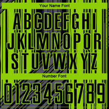 Laden Sie das Bild in den Galerie-Viewer, Custom Black-Neon Green Brush Stroke Fluid Stripes Sublimation Soccer Uniform Jersey