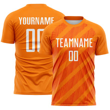 Загрузить изображение в средство просмотра галереи, Custom Bay Orange White-Orange Diagonal Stripes Sublimation Soccer Uniform Jersey